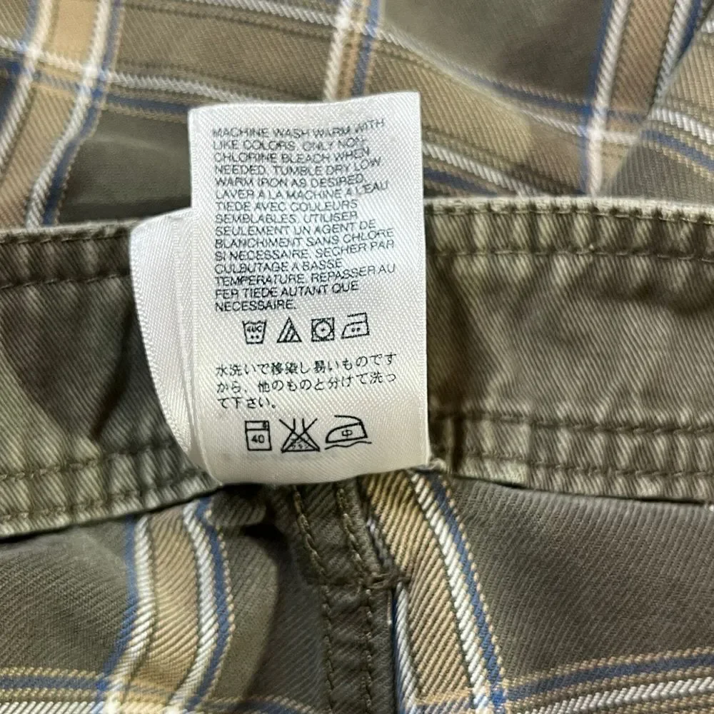 The North Face Chino Shorts Mens Size 32 Green‎ Plaid Flat Front Outdoor Casual